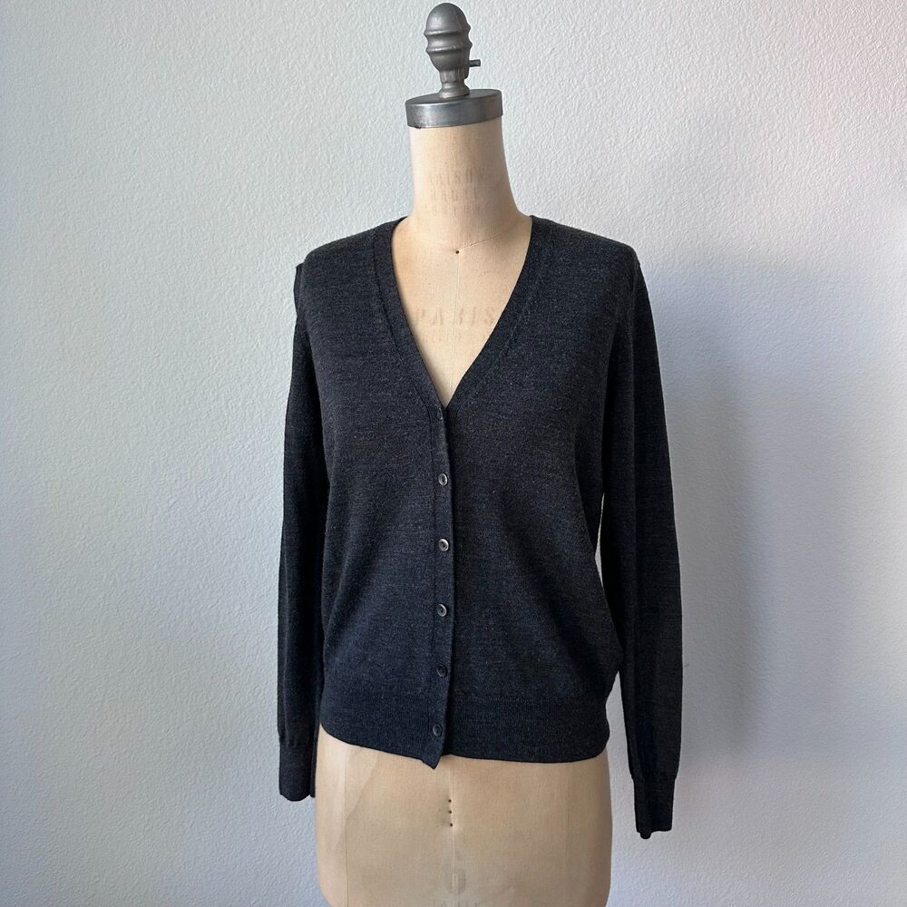 Uniqlo Dark Gray Wool Cardigan - Medium